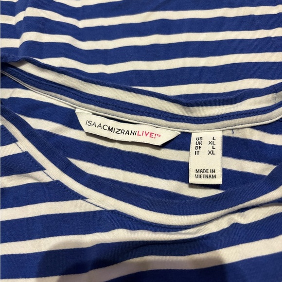 Isaac Mizrahi Live Striped Ruffled Short Sleeve Top - Picture 5 of 6